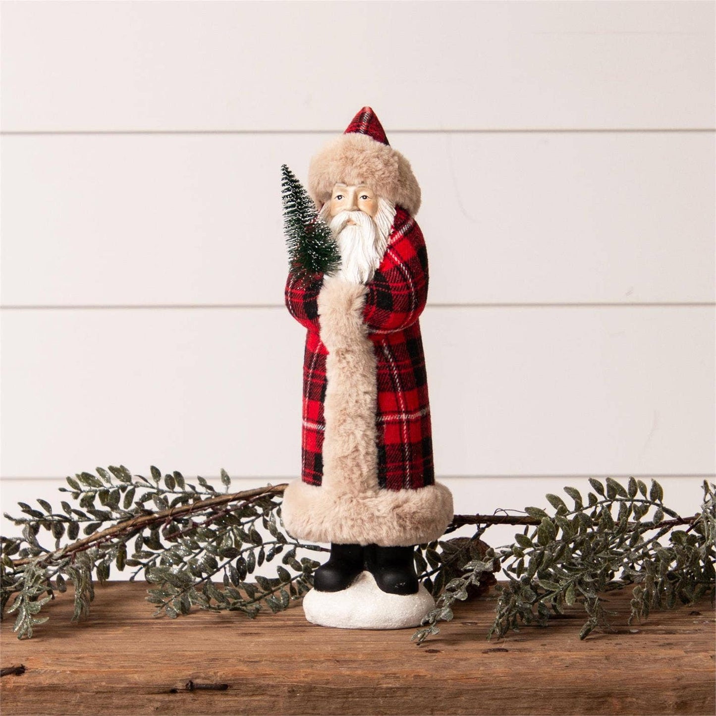 Tartan Plaid Belsnickle Santa, Lg (PC)