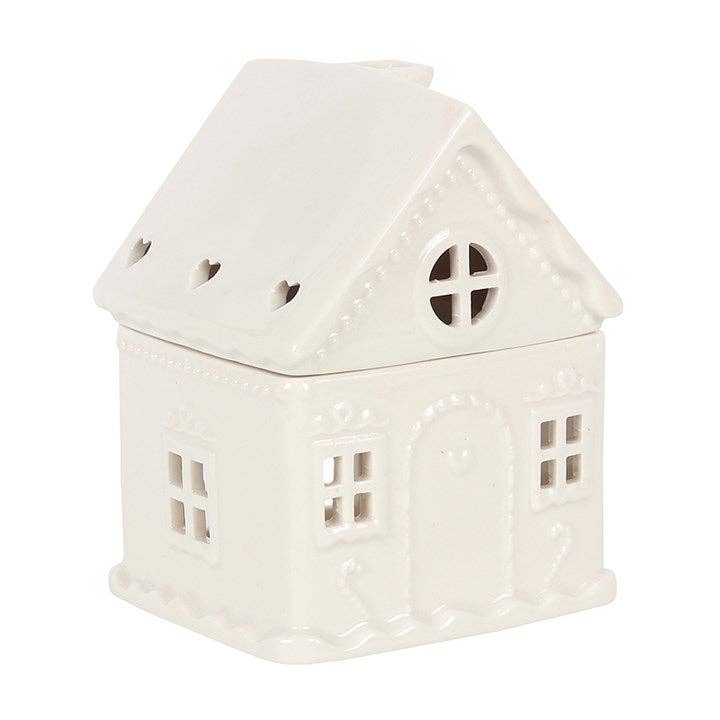 WHITE GINGERBREAD HOUSE OIL BURNER