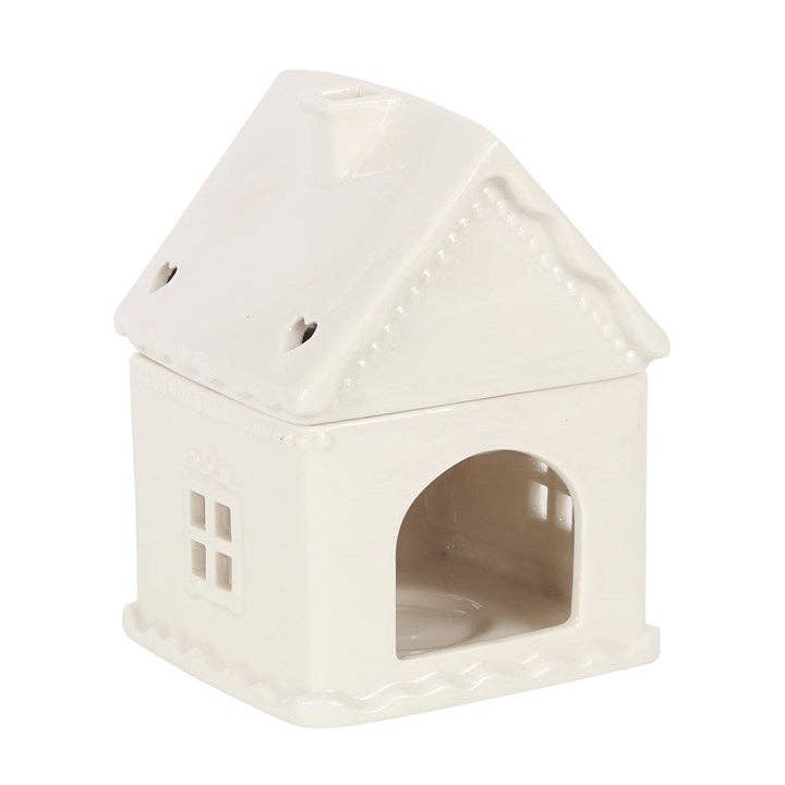 WHITE GINGERBREAD HOUSE OIL BURNER