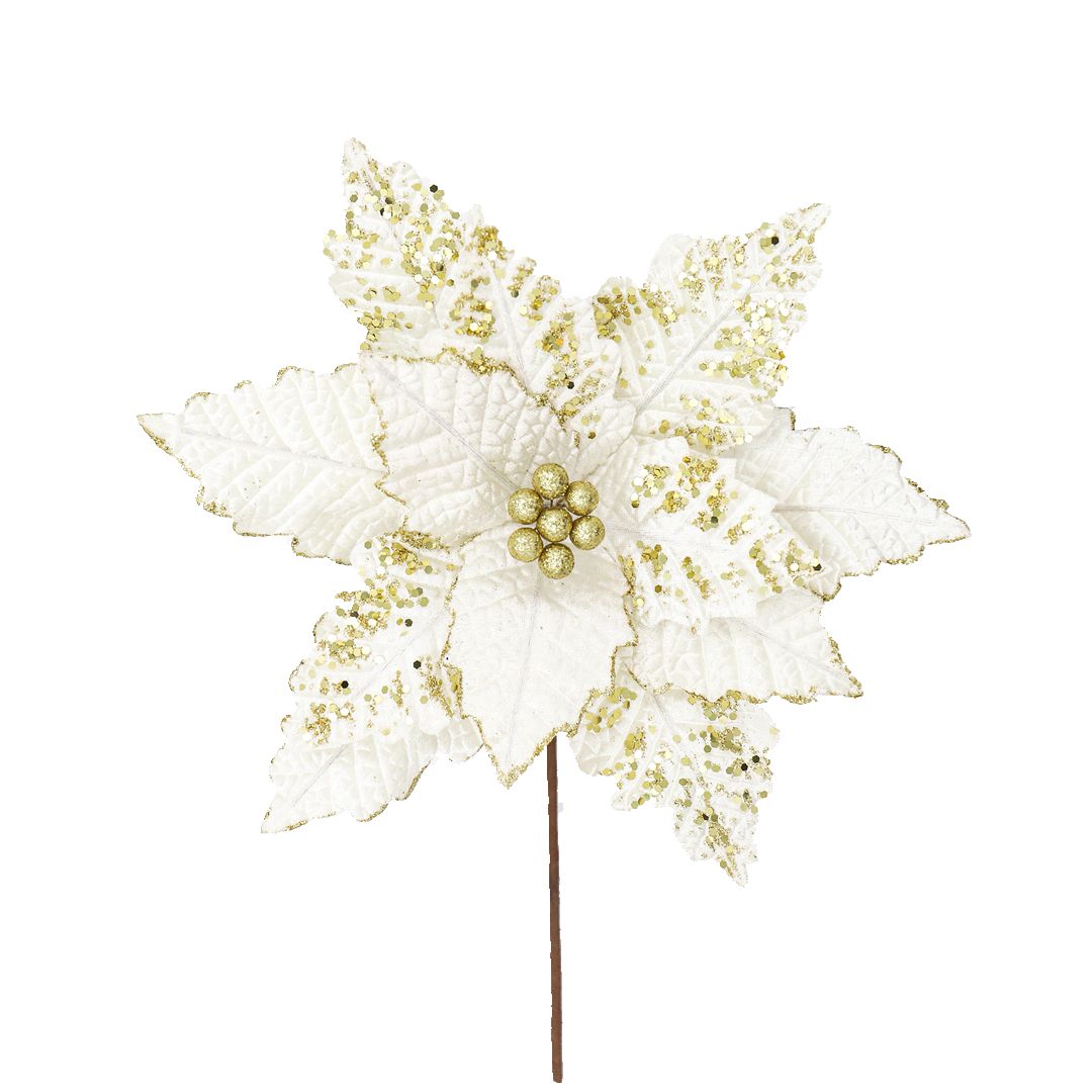 WHITE GOLD GLITTER POINSETTIA
