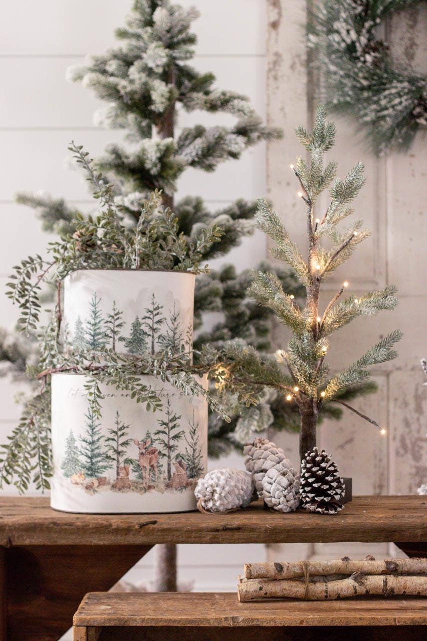 Winter Animals In Forest Tins (Set Of 02)