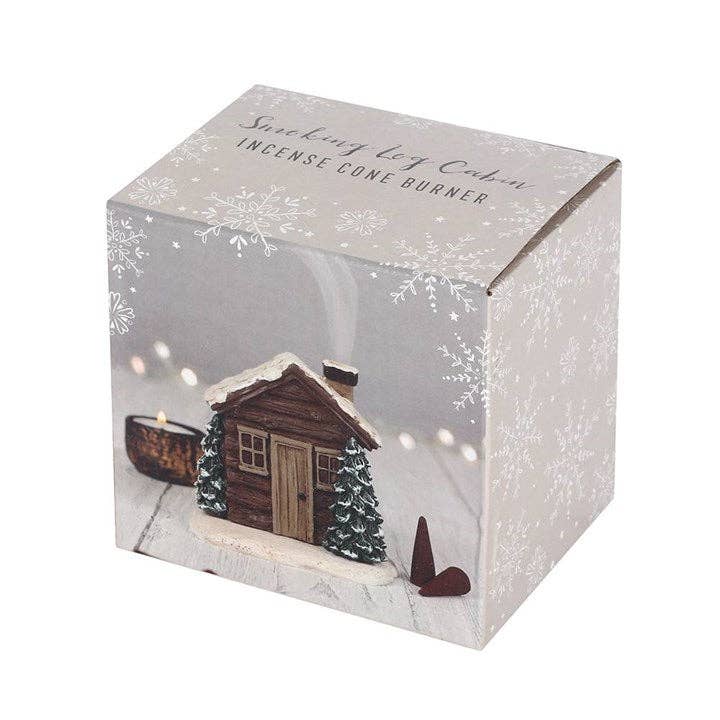 WINTER LOG CABIN INCENSE CONE BURNER