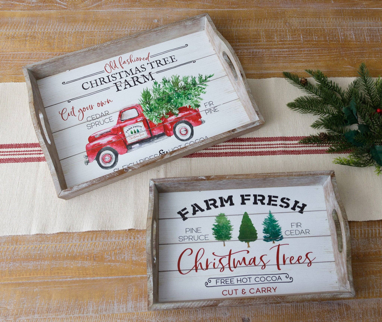 Christmas Tree Farm Trays (Set Of 02)