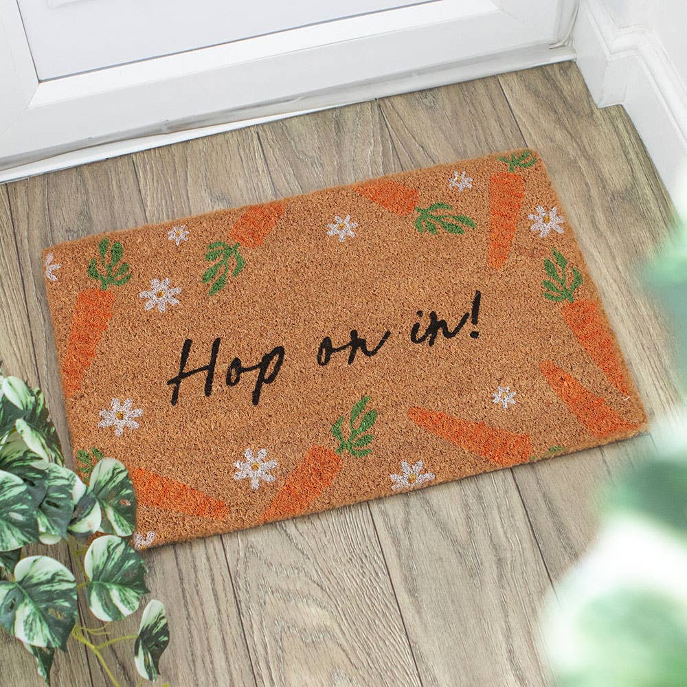 HOP ON IN EASTER DOOR MAT