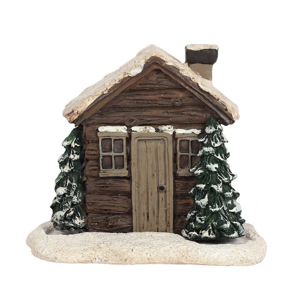 WINTER LOG CABIN INCENSE CONE BURNER