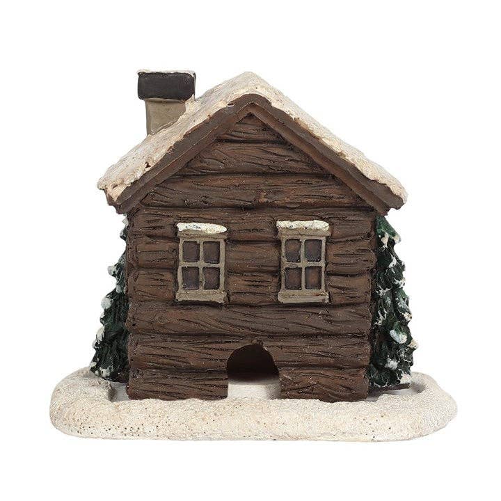 WINTER LOG CABIN INCENSE CONE BURNER
