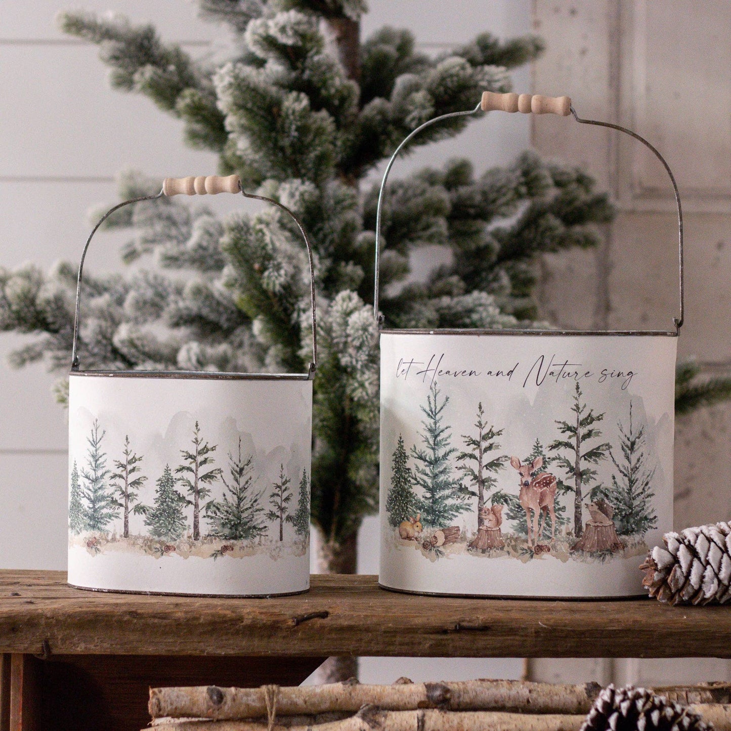Winter Animals In Forest Tins (Set Of 02)