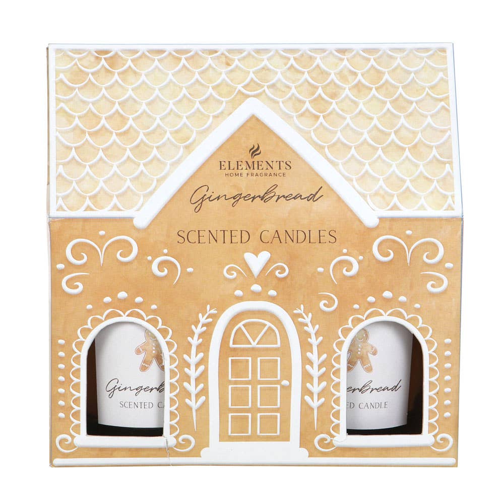 SET OF 2 GINGERBREAD HOUSE CANDLES
