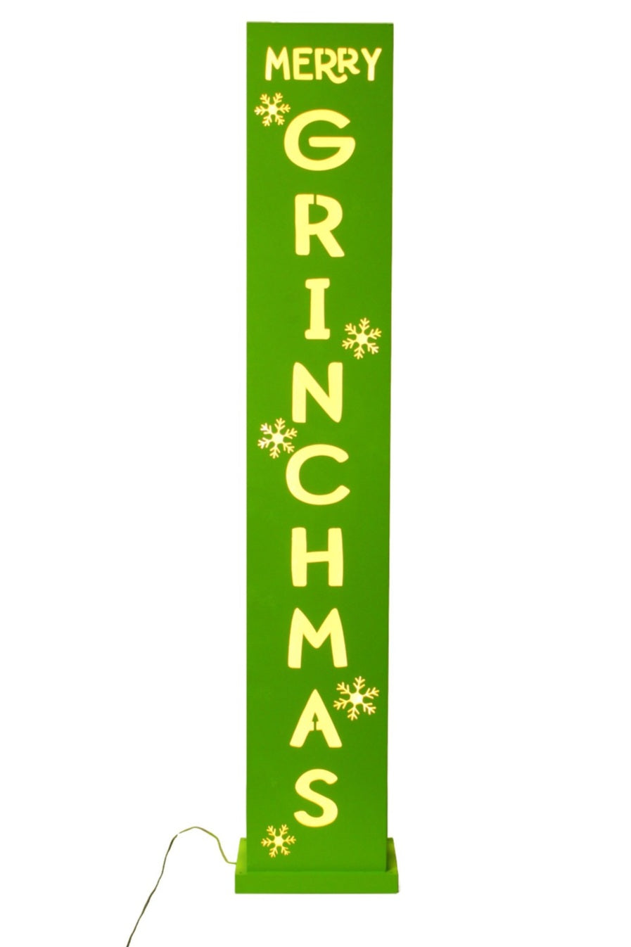 LIGHT UP MERRY GRINCHMAS POST SIGN