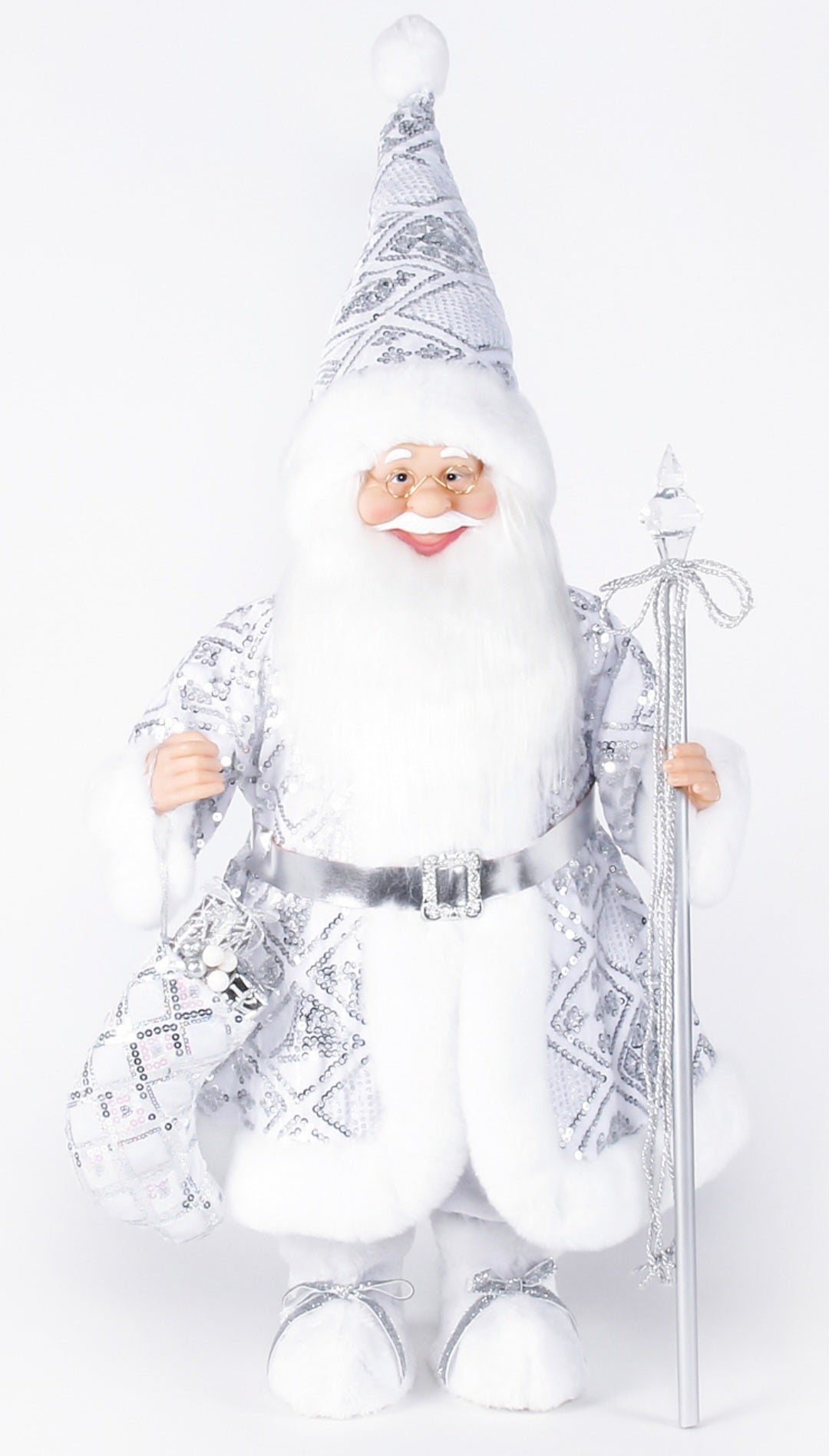 45CM SILVER/WHITE SANTA