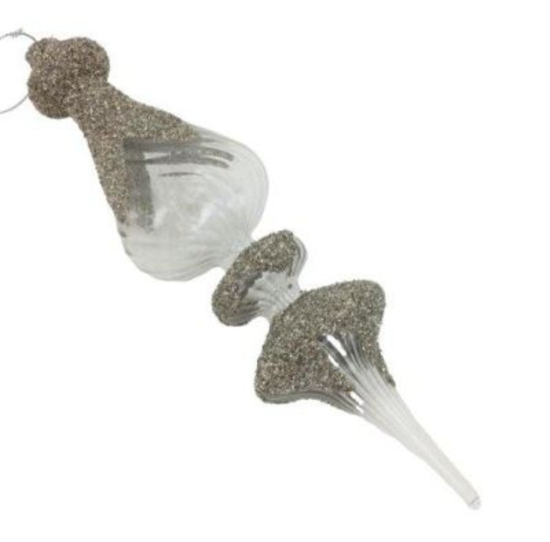 SILVER ENCRUSTED CLEAR FINIAL