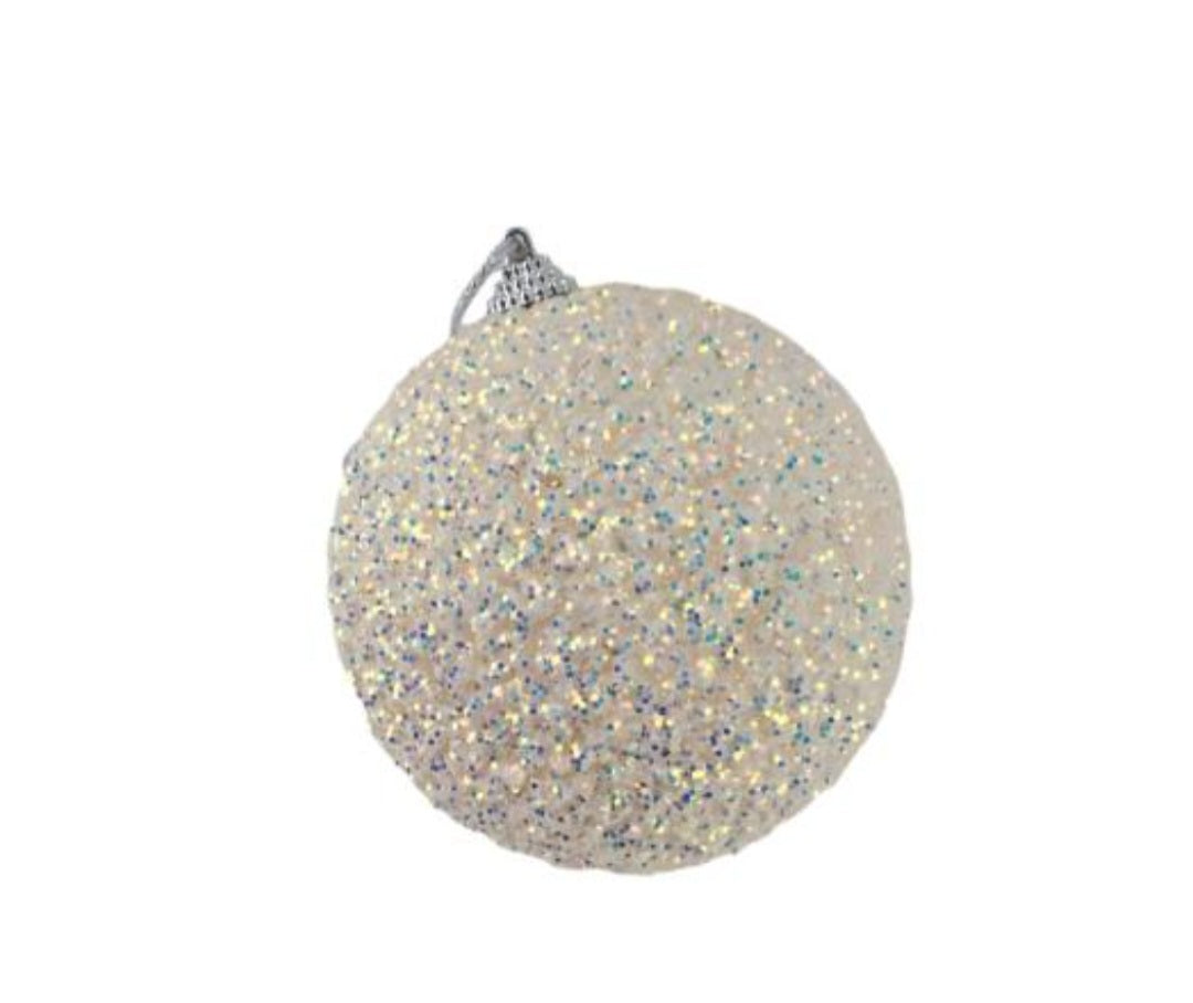 WHITE MEDIUM GLITTER BALL