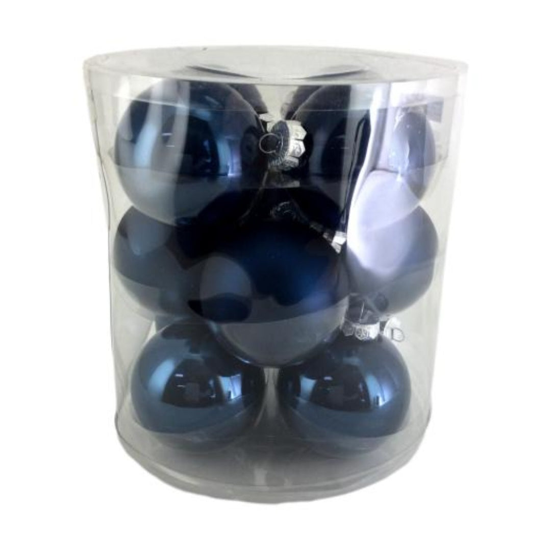 NAVY BLUE GLASS BALL TUB 8CM