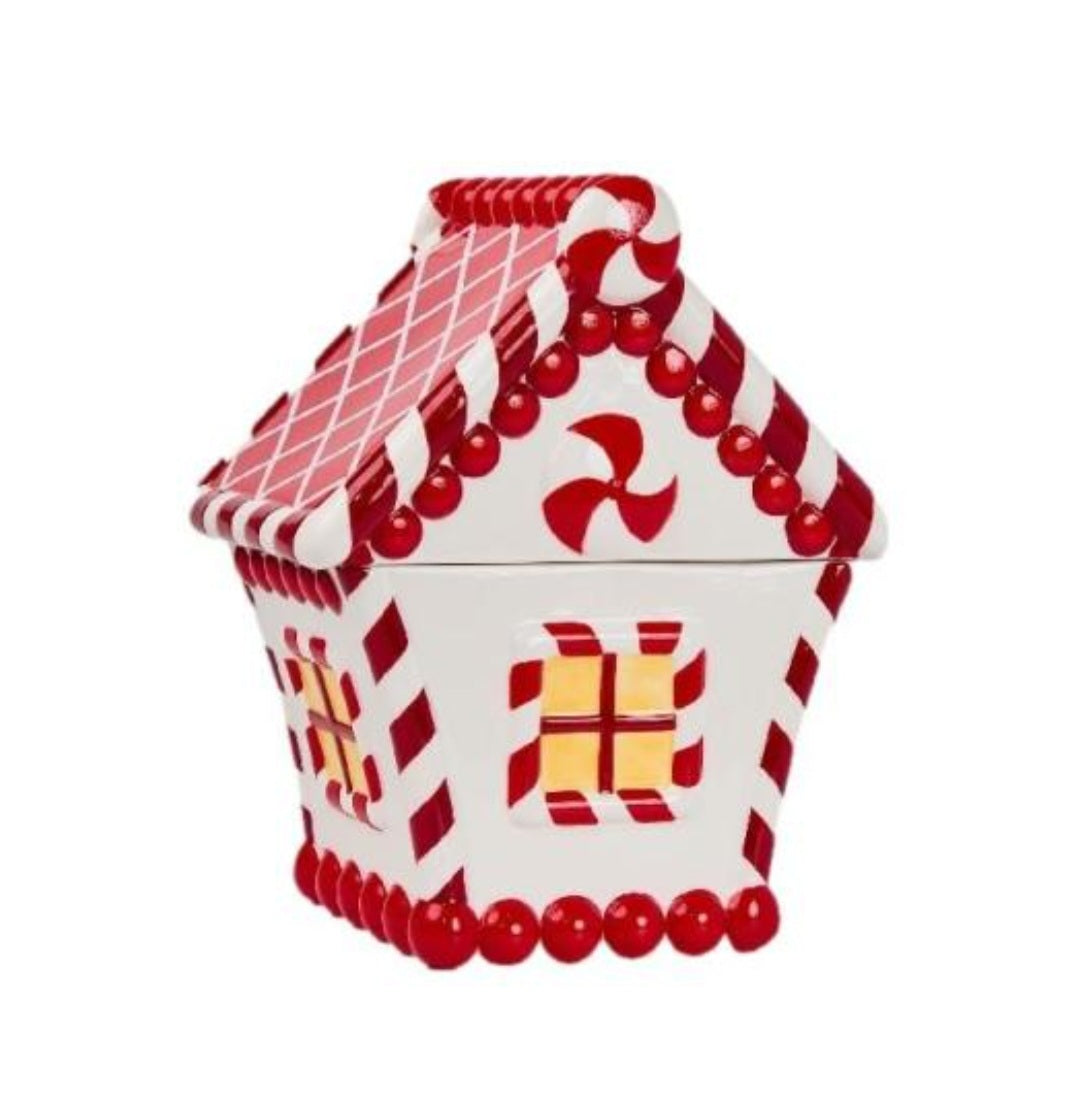RED WHITE CANDY HOUSE JAR