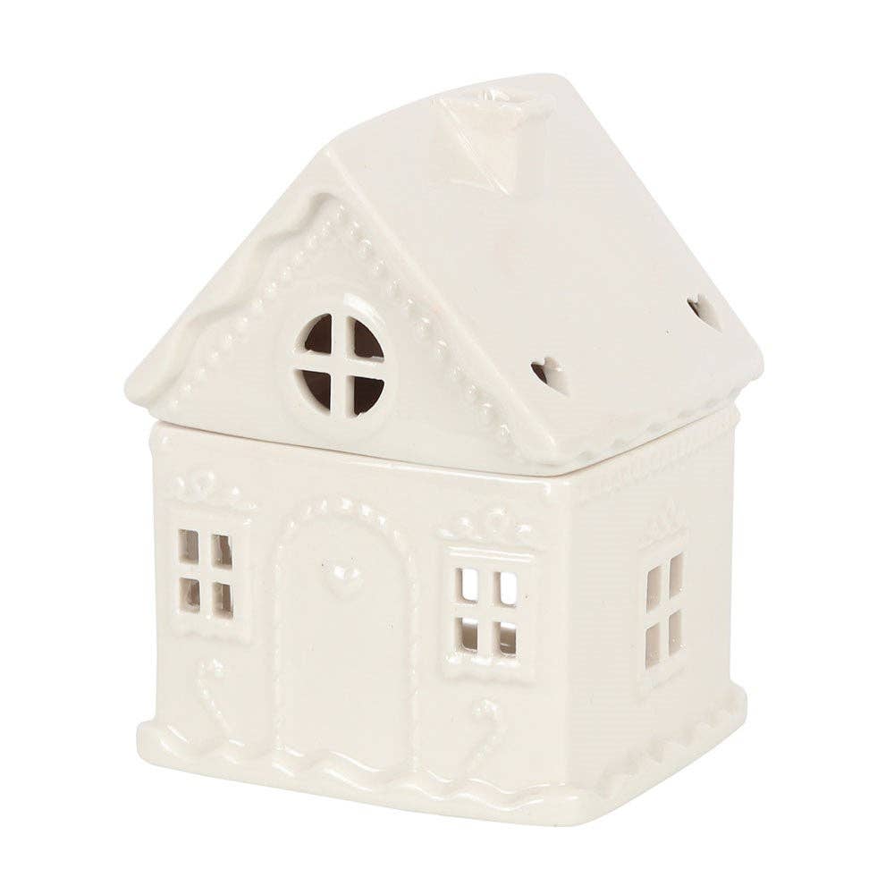 WHITE GINGERBREAD HOUSE OIL BURNER