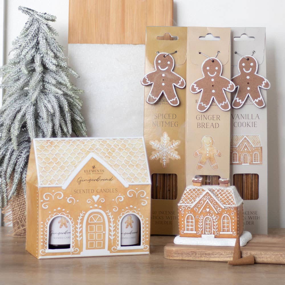 SET OF 2 GINGERBREAD HOUSE CANDLES