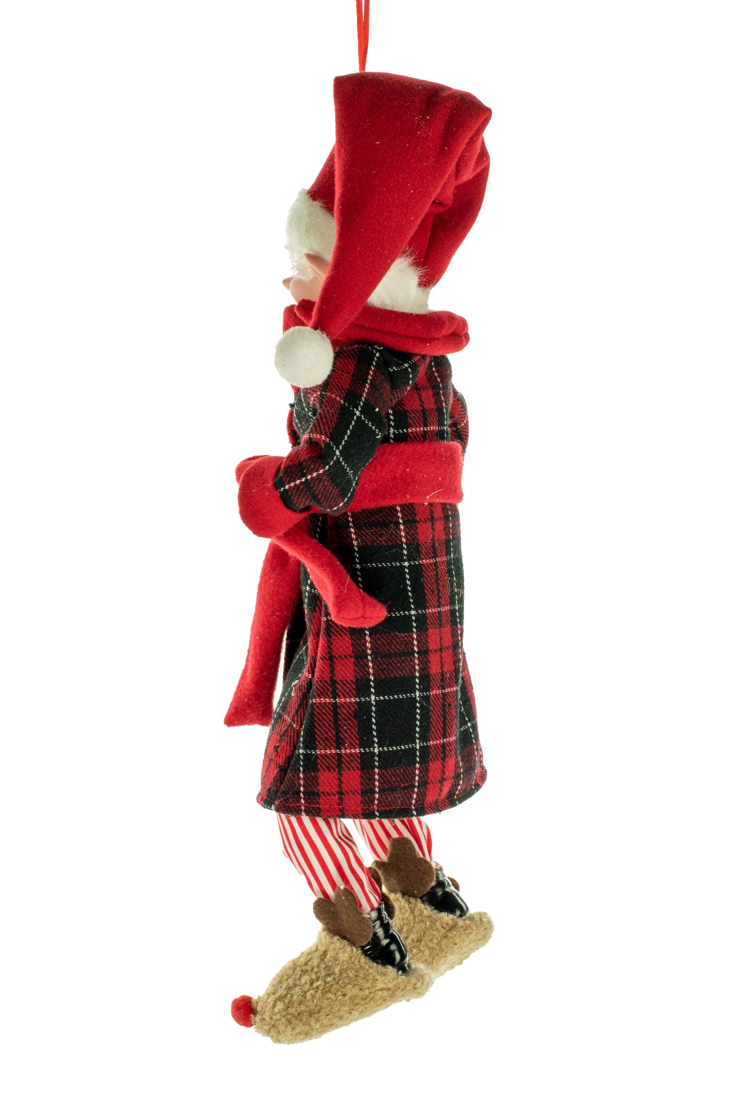 RED PLAID HANGING BEDTIME ELF 47CM