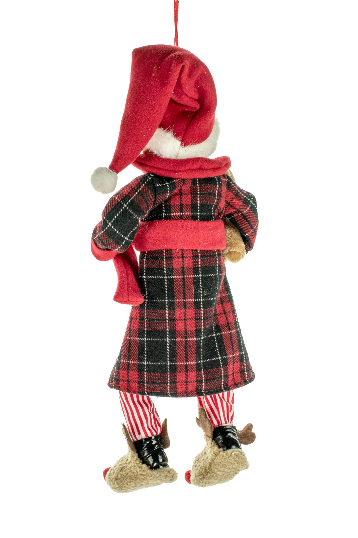 RED PLAID HANGING BEDTIME ELF 47CM
