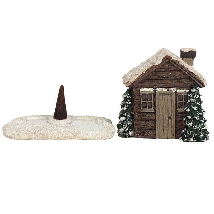 WINTER LOG CABIN INCENSE CONE BURNER
