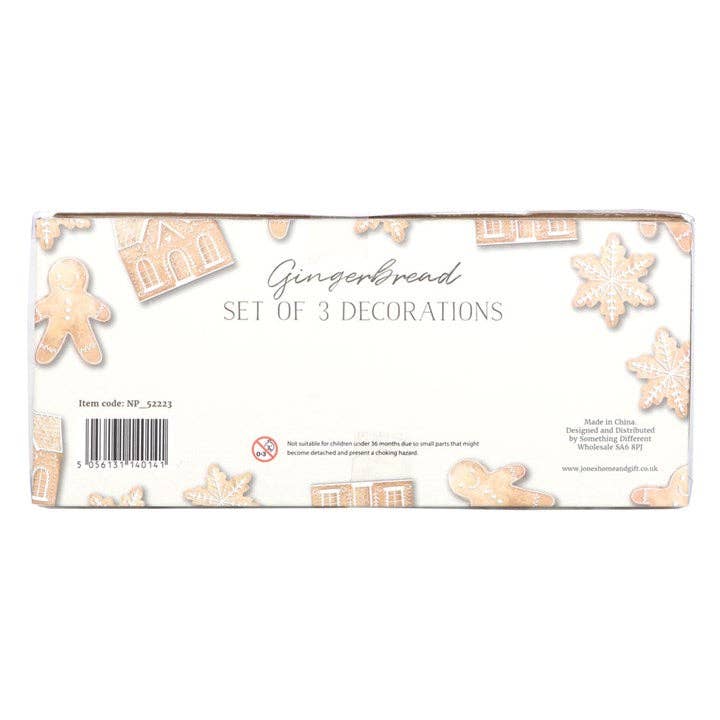 SET OF 3 GINGERBREAD HANGING ORNAMENTS