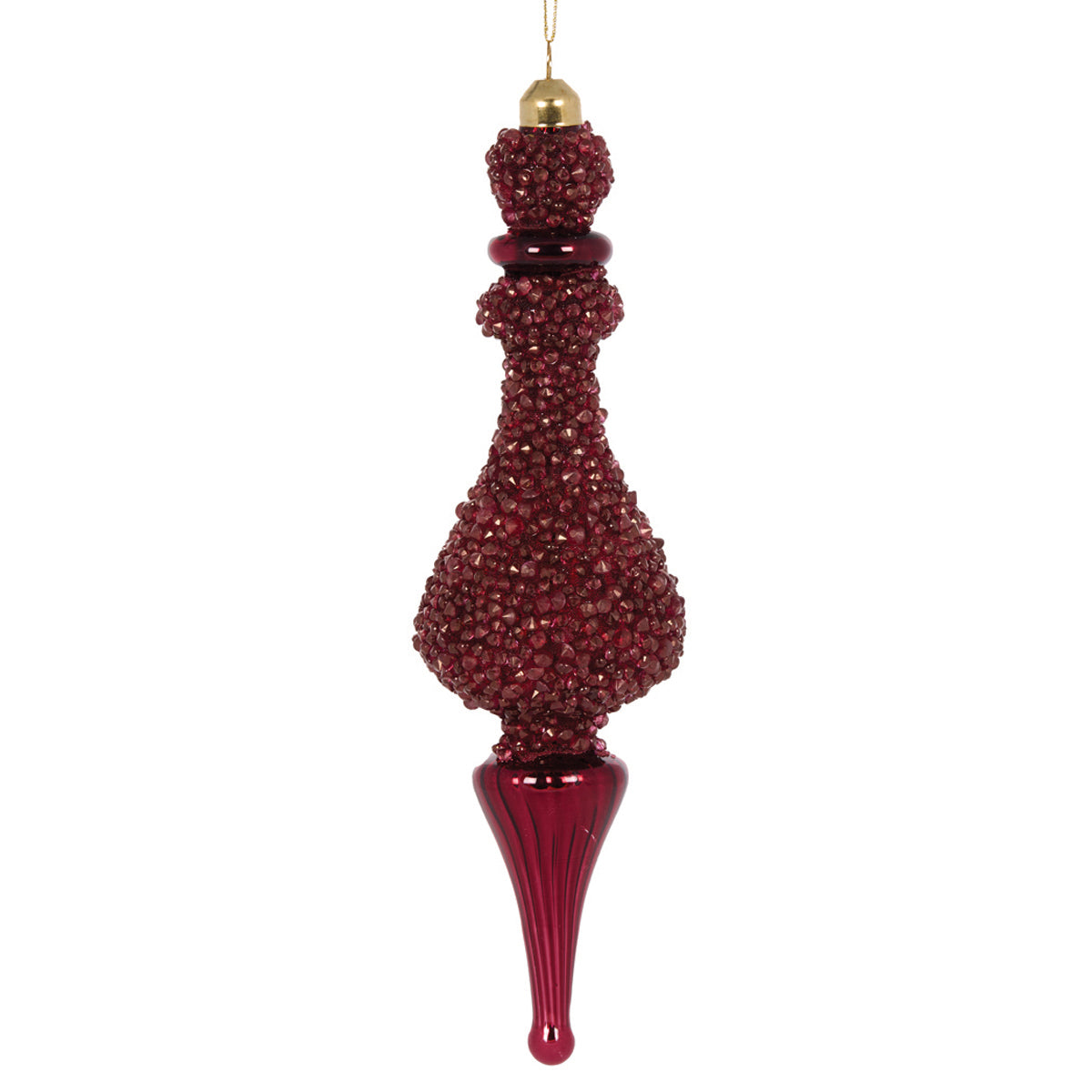 PRE ORDER BEADED BURGUNDY FINIAL