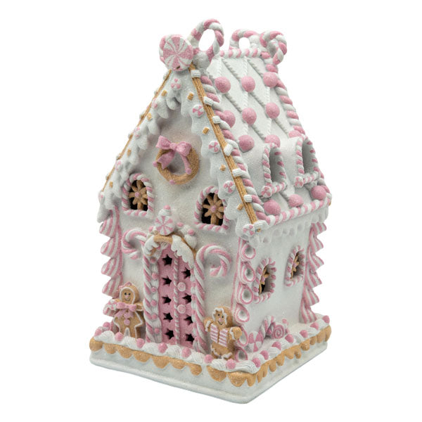 37CM PINK LED GINGERBREAD HOUSE