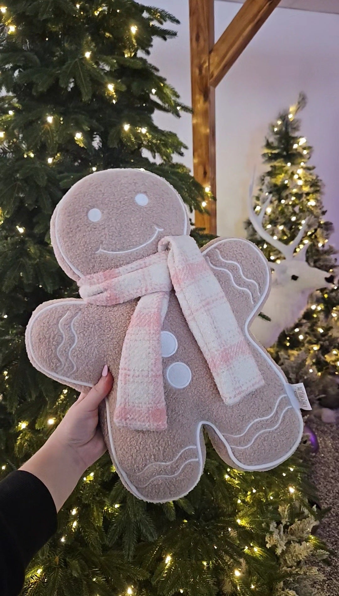 PINK GINGERBREAD MAN CUSHION