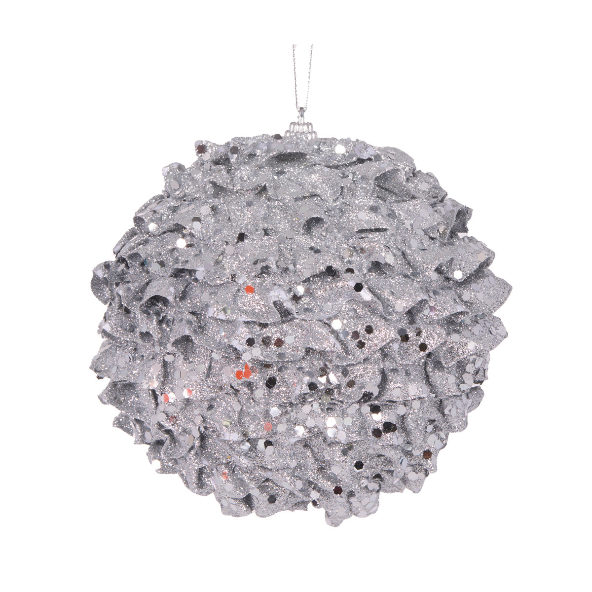 PRE ORDER XL SILVER RUFFLES BAUBLE HANGING