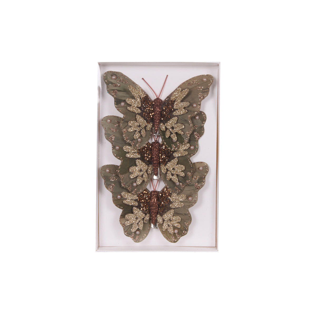 PRE ORDER 3PK CHOCOLATE/SAGE BUTTERFLIES