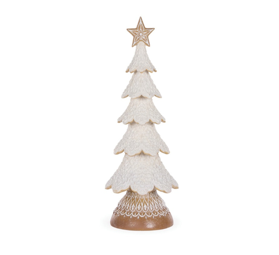 PRE ORDER FROSTED GINGERBREAD TREE WITH STAR 46.3CM