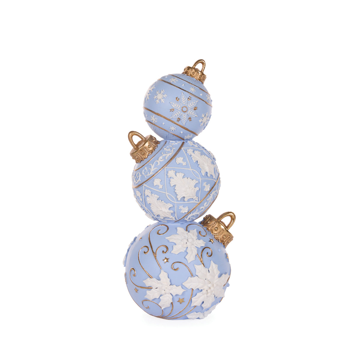 41CM BLUE AND WHITE SNOWFLAKE BAUBLE STACK
