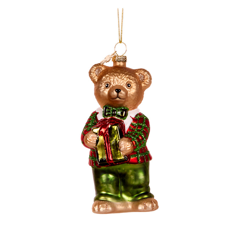 PRE ORDER BOY BEAR GLASS ORNAMENT