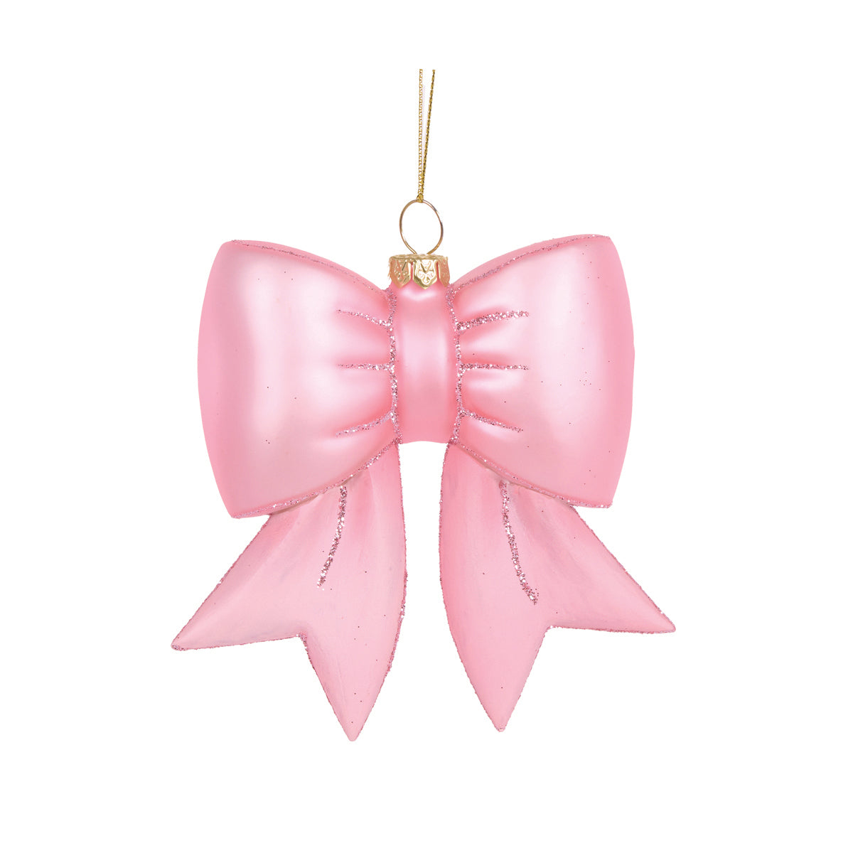PRE ORDER PINK GLASS BOW HANGING ORNAMENT