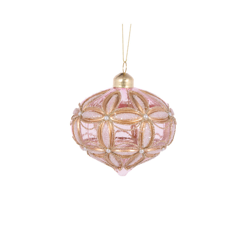 PRE ORDER PINK EMBOSSED FLEUR ONION BAUBLE