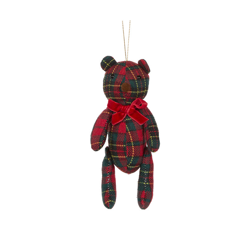 PRE ORDER 13CM PLAID HANGING TEDDY BEAR