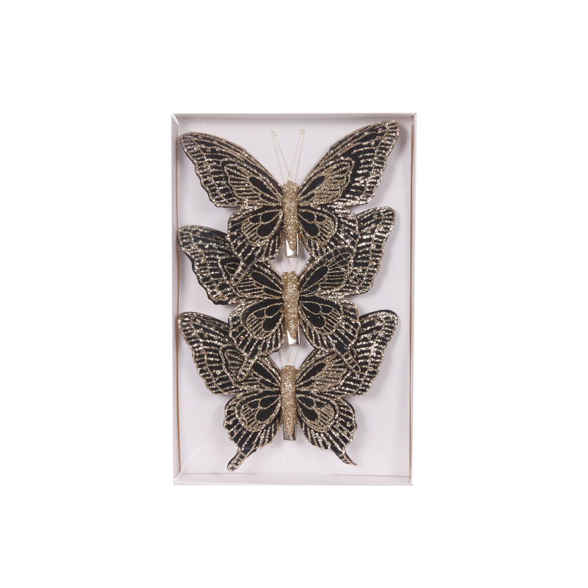 PRE ORDER 3PK BLACK GOLD BUTTERFLIES