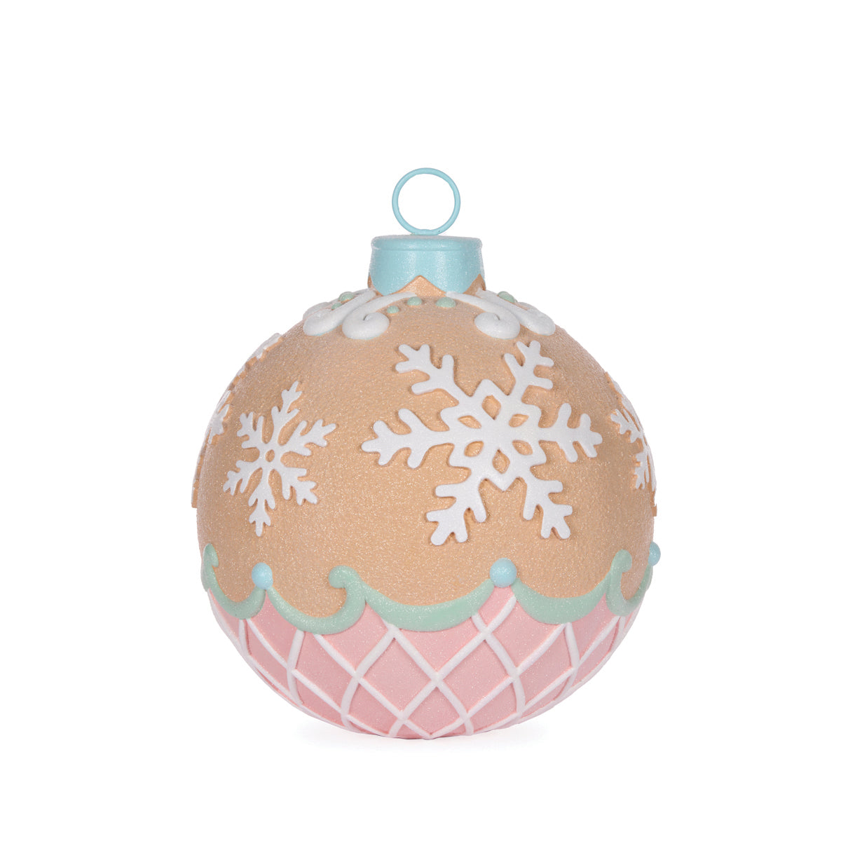 PRE ORDER PIPED PASTEL GINGERBREAD SNOWFLAKE BAUBLE