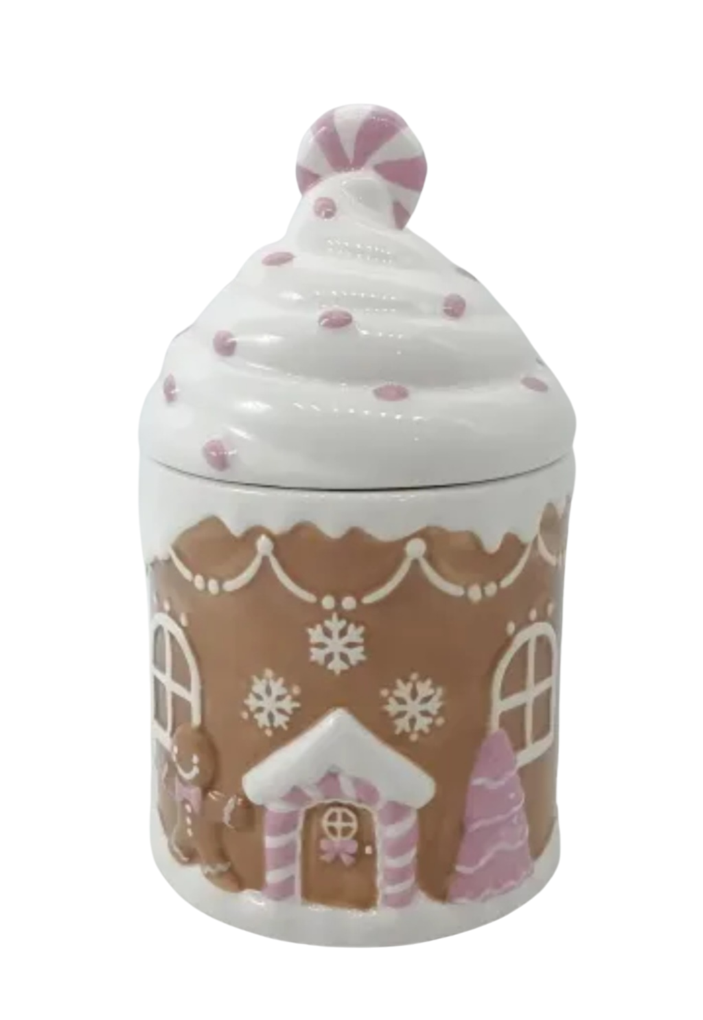 PINK GINGERBREAD CERAMIC JAR