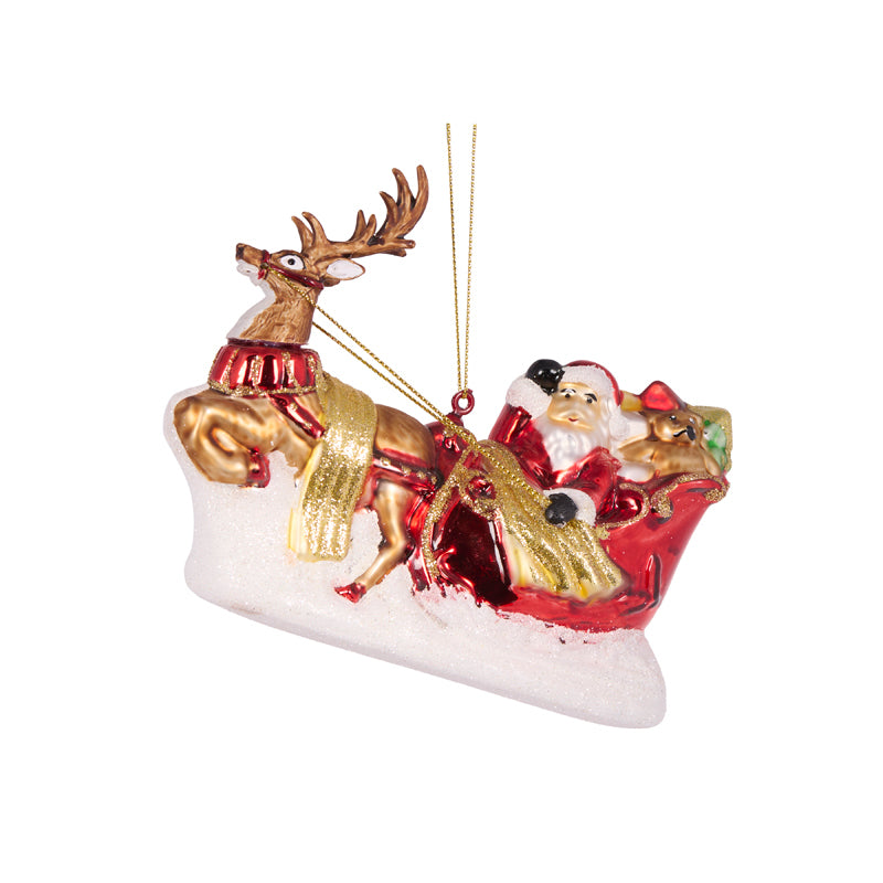 PRE ORDER RETRO SANTA SLEIGH & REINDEER ORNAMENT