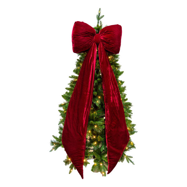 PRE ORDER LONG BURGUNDY VELVET BOW