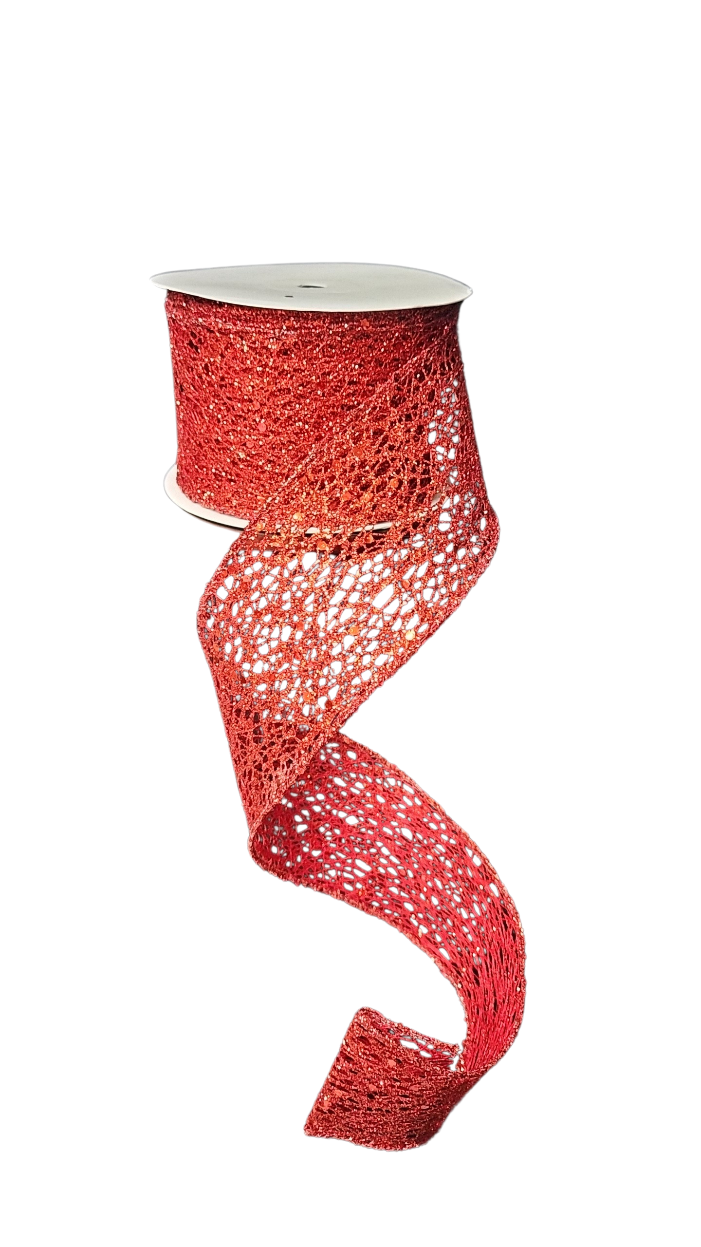 9.14M RED GLITTER NET RIBBON