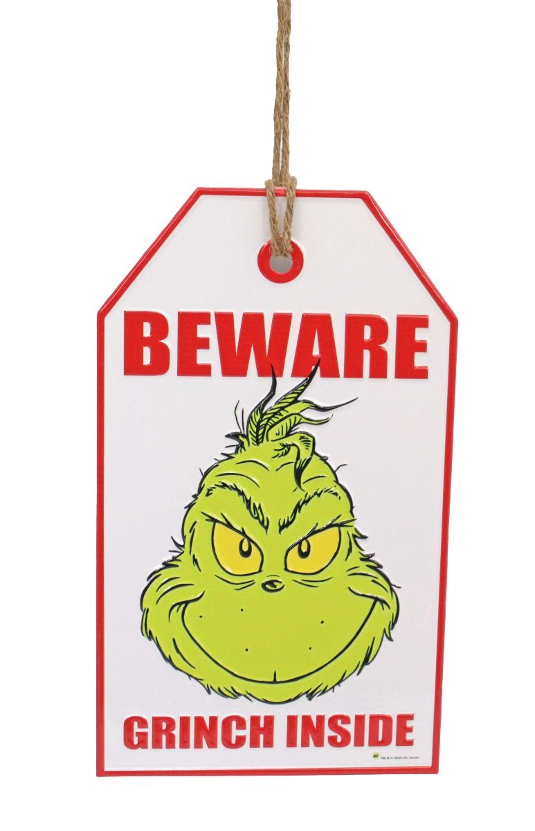 PRE ORDER BEWARE GRINCH INSIDE DOOR HANGER