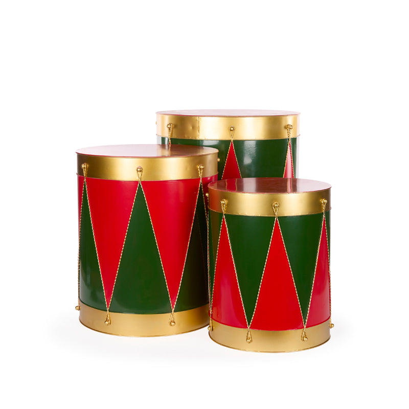PRE ORDER SET OF 3 TRADITIONAL RED & GREEN DRUMS