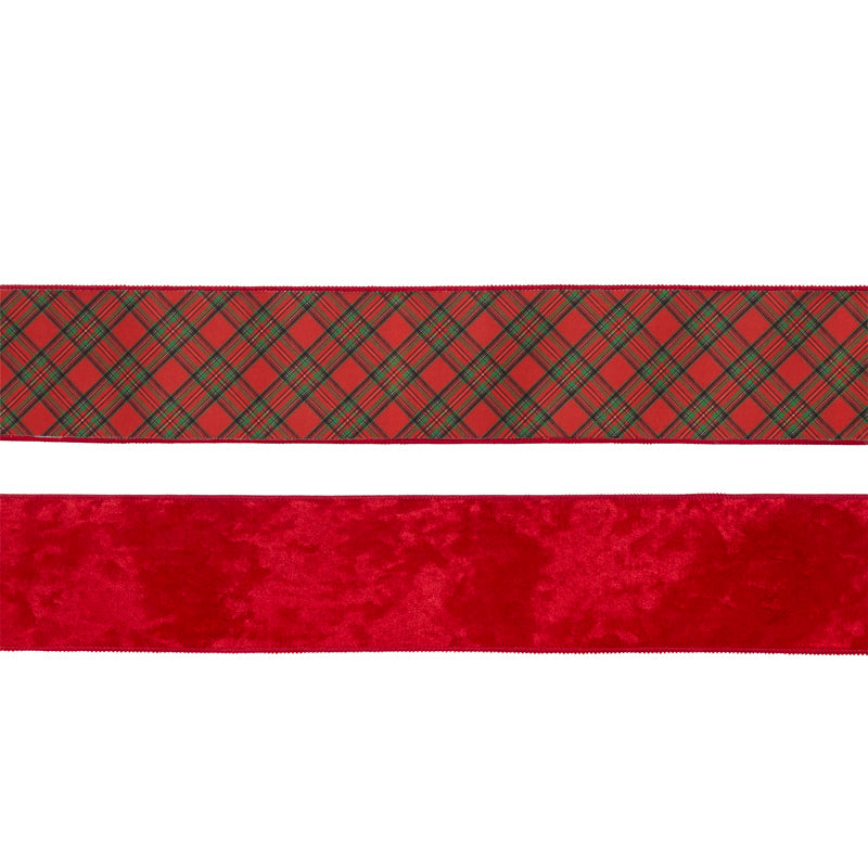 PRE ORDER DOUBLE - SIDED RED & TARTAN VELVET