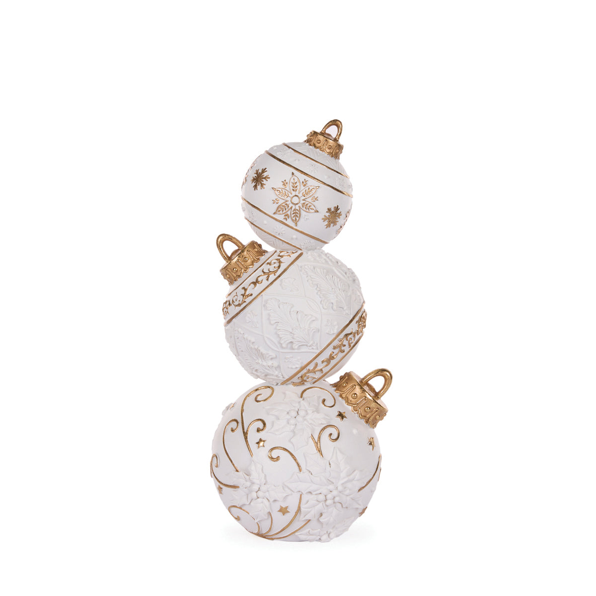 PRE ORDER 41CM WHITE AND GOLD BAUBLE STACK