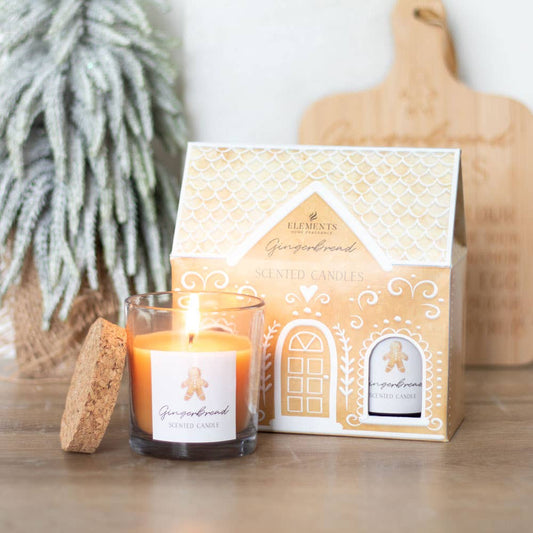 SET OF 2 GINGERBREAD HOUSE CANDLES