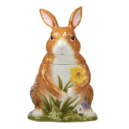 EASTER BUNNY COOKIE JAR BROWN