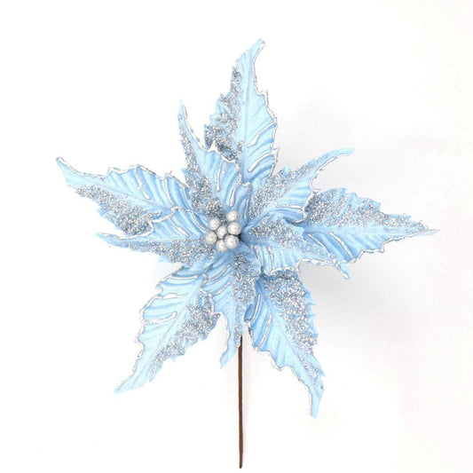 PASTEL BLUE GLITTER POINSETTIA