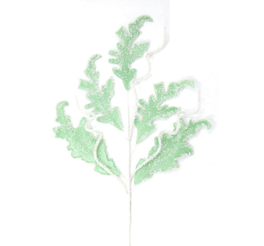PASTEL GREEN FROSTED LEAF SPRAY