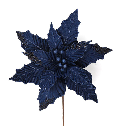 NAVY BLUE GLITTER POINSETTIA